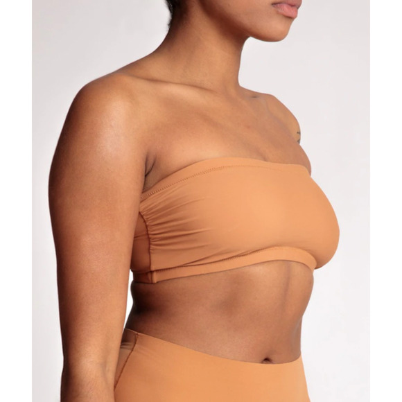 NWOT Nubian Skin Naked Bandeau in Cafe au Lait Size Small Made in Europe $39 - Picture 1 of 2